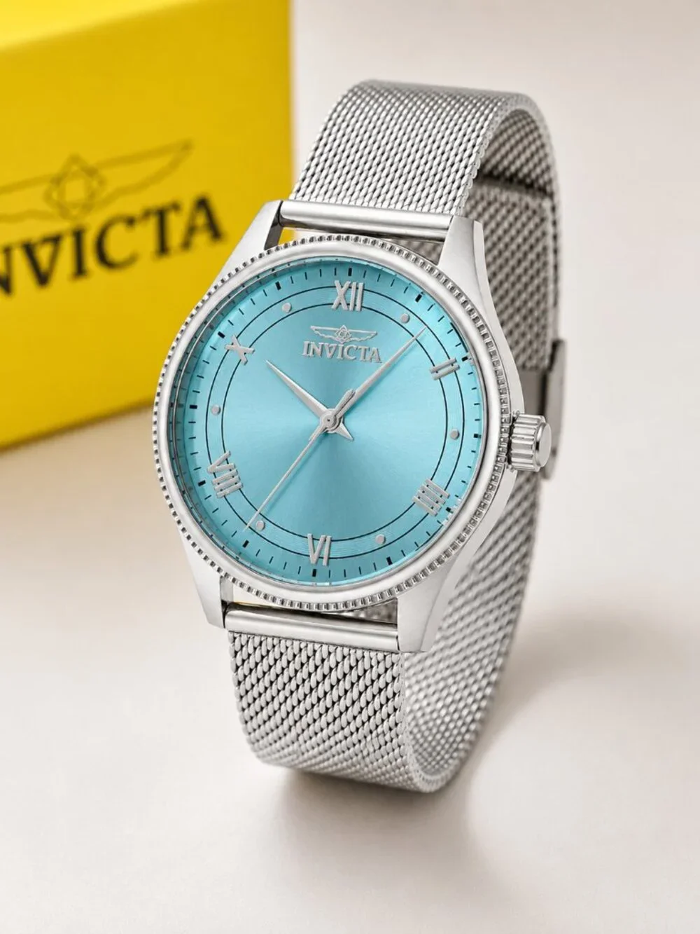 Invicta Celestial 48487 Women's 36mm Light Blue Dial Silver Mesh Watch NIB
